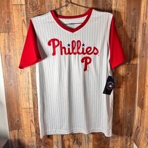 Philadelphia Phillies‎ Boys XL (16/18) Jersey NWT Red/White Pinstripe MLB Shirt